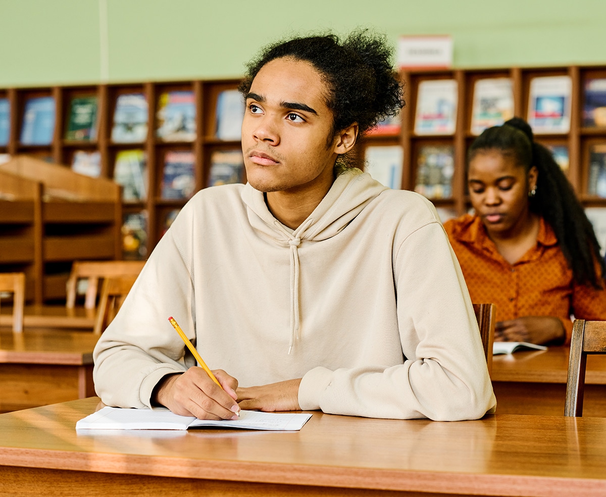 College student studying