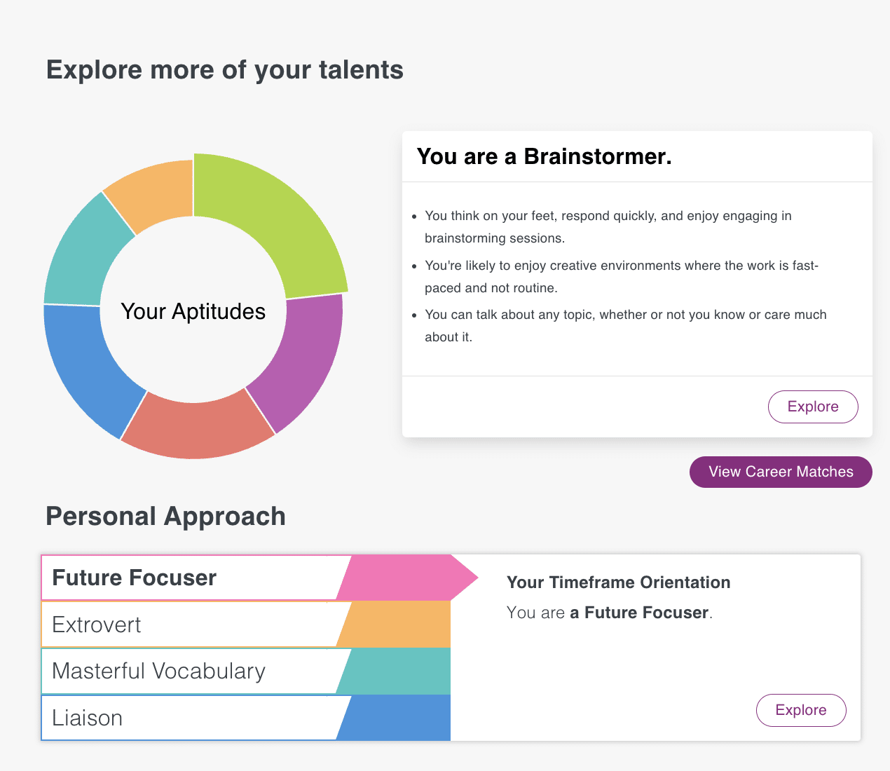 Explore more of your talents - chart