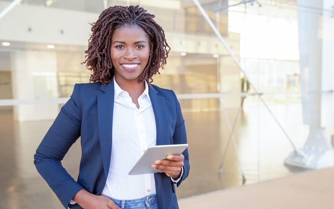teacher holding tablet