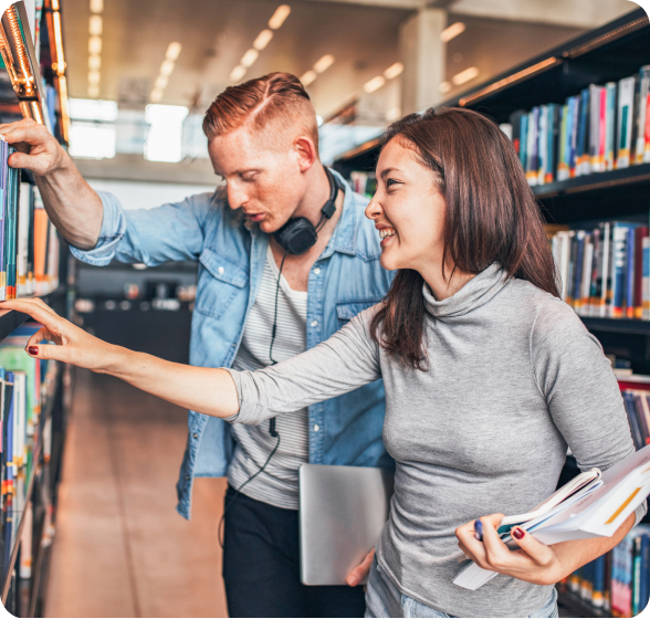 2 students in library