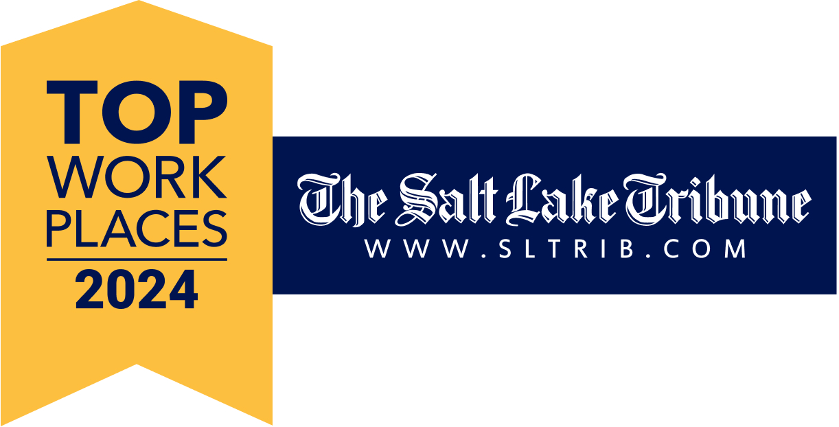 Image shows Top Work Places 2024 badge sponsored by the Salt Lake Tribune
